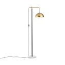 Brass Suspended Dome Shade Floor Light Designer 1-Light Metallic Stand Up Lamp with Marble Base