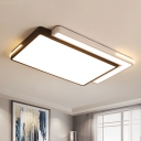 Square/Rectangle Overlap Flushmount Light Minimalist Metal Black-White LED Ceiling Lamp in Warm/White/3 Color Light