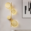 Swingable Circle Wall Lighting Ideas Postmodern Metal 3/4-Light Living Room Wall Lamp in Black/Gold