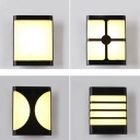 Rectangle Acrylic Wall Light Kit Modern Black LED Flush Mount Wall Sconce in Warm/White Light for Courtyard