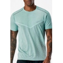 Fancy Men's Training Tee Top Reflect Light Round Neck Short Sleeves Regular Fitted Workout T-Shirt
