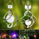 Stainless Steel Whirling Pendant Lamp Artistic Silver Solar Powered LED Hanging Light with Ball Shade