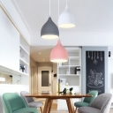 Multicolored Cluster Onion Pendant Macaron 3 Lights Metal Suspension Lamp with White Round/Linear Canopy