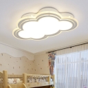 Cloud Kids Bedroom Ceiling Lighting Acrylic Cartoon Small/Medium/Large LED Flush Mount Light with Mesh Design in White