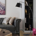 Empire Shade Living Room Floor Light Fabric Single-Bulb Nordic Gooseneck Standing Lamp in Black/White/Yellow
