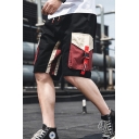 Summer New Fashion Colorblock Buckle Strap Flap Pocket Drawstring Waist Casual Cargo Shorts