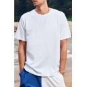 Leisure Mens T Shirt Solid Color Short Sleeve Crew Neck Relaxed Fit Tee Top