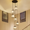 Modern Cylinder Multi Ceiling Light Prismatic Optical Crystal Dining Room Hanging Lamp