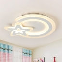 Kids Cartoon Shaped Flush Mount Ceiling Light Acrylic Bedroom LED Flushmount in White