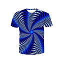 Stylish Men's Tee Top 3D Dizziness Print Round Neck Short Sleeve Regular Fitted T-Shirt