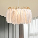 Nordic Geometry Pendant Lighting Feather 1 Head Bedroom Hanging Ceiling Light in White
