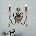 Candlestick Dining Room Wall Light Countryside Resin Black-Gold Sconce Light Fixture