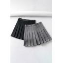 Leisure Women's Skirt Plain Invisible Zip Mid Waist Pleated Detail Mini Skirt