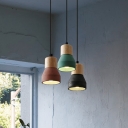 Simplicity Bell Shade Hanging Lamp Cement Single-Bulb Dining Room Ceiling Lighting