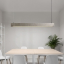 Nordic Rectangular Linear Suspension Lighting Cement Dining Room LED Pendant Ceiling Light in Grey