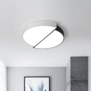Double Semicircle LED Ceiling Mount Light Nordic Metal Black and White Flushmount Lighting for Foyer