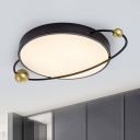Round Kids Bedroom LED Flush Mount Light Acrylic Nordic Ceiling Fixture with Orbit Decor