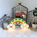 White Rainbow Battery Night Light Cartoon LED Plastic Wall Lamp Kit for Baby Room