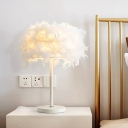 Round Bedside Night Table Light Feather Single-Bulb Simplicity Night Stand Light