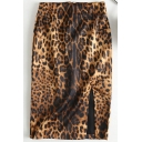 Unique Women's Skirt Tiger Skin Pattern Split Hem Invisible Zip High Waist Long Tube Skirt