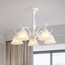 Handblown Glass Bell Chandelier Lighting Classic Living Room Pendant Light in White