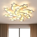 Acrylic Shooting Star Semi Mount Lighting Modernist White LED Close to Ceiling Lamp