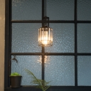 1-Light Bottle Shaped Pendant Lamp Farmhouse Black Metal Down Lighting with Embedded Crystal