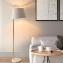 Modern Style Tapered Floor Light Fabric Single-Bulb Living Room Standing Lamp with Marble Base
