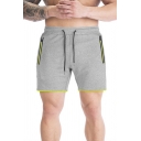Simple Mens Shorts Contrast Pipe Elastic Waist Fitted Shorts
