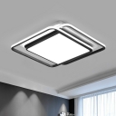 Square Flush Mount Ceiling Fixture Minimalist Acrylic Bedroom LED Flush Mounted Light in Black-White