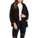 Womens Winter Fashion Plain Hooded Long Sleeve Faux Fur Fluffy Teddy Coat