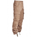 Stylish Men's Pants Solid Color Flap Pocket Zip Fly Drawstring Hem Ankle Length Pants