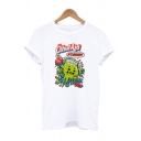 Cartoon Octopus Letter Printed Round Neck Short Sleeve Graphic Tee