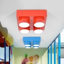 Building Block Playroom Ceiling Light Metallic Childrens LED Flush Mount Fixture