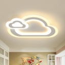Cartoon Extra-Thin LED Ceiling Flush Mount Acrylic Kids Bedroom Flush Mounted Lamp in White