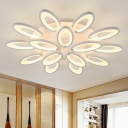 Acrylic Petal Semi-Flush Mount Ceiling Light Minimalist White LED Flush Light for Bedroom
