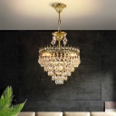 Crystal Tiered Tapered Chandelier French Country Living Room Pendant Light Fixture