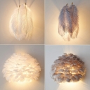 Shaded Feather Wall Lamp Modern 1 Head Wall Mounted Light Fixture for Living Room