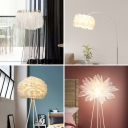 White Tripod Stand Up Lamp Minimalist 1-Light Metal Floor Light with Feather Shade