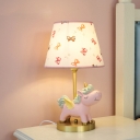 Flying Horse Bedside Night Light Resin 1 Head Cartoon Table Lamp with Tapered Shade