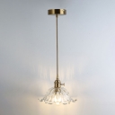 Gold Floral Ceiling Suspension Lamp Warehouse Glass 1-Light Dining Table Hanging Light