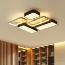 Contemporary LED Ceiling Flush Light Black-White Geometric Flush Mount with Acrylic Shade