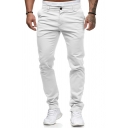 Stylish Men's Pants Solid Color Pocket Detail Zip Fly Long Straight Pants