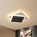 Black and White Square LED Flush Mount Minimalist Metal Flush Mount Ceiling Light Fixture