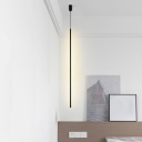 Vertical LED Pendant Lighting Fixture Simplicity Metal Bedside Pendulum Light in Black