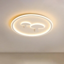 Minimalist Mushroom Shaped Ceiling Light Acrylic Bedroom LED Flush Mount with Halo Ring