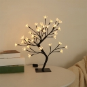 Artistry Bauhinia Tree Night Lamp Metal Bedroom USB Charging LED Table Light in Black