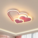 Loving Heart Shaped LED Ceiling Lamp Romantic Minimalist Acrylic Bedroom Flush Mount