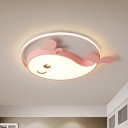 Cartoon Whale Shaped LED Flush Lamp Acrylic Baby Room Ceiling Mount Light Fixture