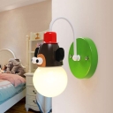 Animal Head Metallic Wall Lamp Cartoon 1-Light Wall Mounted Light for Kids Bedroom